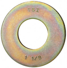 Made in USA - 1-1/8" Screw, Grade 8 Alloy Steel USS Flat Washer - 1.243" ID x 2.78" OD, 0.192" Thick, Zinc Yellow Dichromate Finish - Makers Industrial Supply