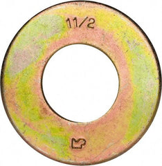 Made in USA - 1-1/2" Screw, Grade 8 Alloy Steel USS Flat Washer - 1.615" ID x 3.545" OD, 0.213" Thick, Zinc Yellow Dichromate Finish - Makers Industrial Supply