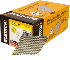 Stanley Bostitch - 11 Gauge 0.12" Shank Diam 3" Long Framing Nails for Power Nailers - Steel, Galvanized Finish, Smooth Shank, Angled Stick Wire Collation, Round Head, Diamond Point - Makers Industrial Supply