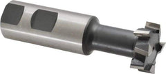 Interstate - 1-1/4" Cut Diam, 31/64" Cut Width, 21/32" Neck Diam, 1" Shank Diam, 3-15/16" OAL, High Speed Steel T-Slot Cutter - TiN Finish, 5/8" Bolt, 2-15/16" Shank Length, Staggered Teeth - Makers Industrial Supply