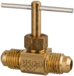 Parker - 1/4" Pipe, Inline Needle Valve - Flare x Flare Ends, Brass Valve, 150 Max psi - Makers Industrial Supply