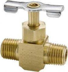 Parker - 1/8" Pipe, Inline Needle Valve - MNPTF x MNPTF Ends, Brass Valve, 150 Max psi - Makers Industrial Supply