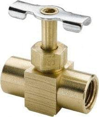 Parker - 1/4" Pipe, Inline Needle Valve - FNPTF x FNPTF Ends, Brass Valve, 150 Max psi - Makers Industrial Supply