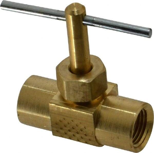 Parker - 1/8" Pipe, Inline Needle Valve - FNPTF x FNPTF Ends, Brass Valve, 150 Max psi - Makers Industrial Supply