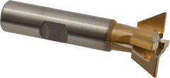 Made in USA - 1" Diam x 3/8" Width of Cut, 60° Included Angle, Carbide-Tipped Dovetail Cutter - 1/2" Shank Diam, 2-1/2" Overall Length, 0.02" Corner Radius, Weldon Flat, TiN Coated - Makers Industrial Supply