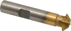 Whitney Tool Co. - 1/2" Diam x 1/8" Width of Cut, 45° Included Angle, Shank Connection, Carbide Tipped Single Angle Cutter - 3/8" Shank Diam, 2-1/8" Overall Length, Right Hand Cut, TiN Coated - Makers Industrial Supply