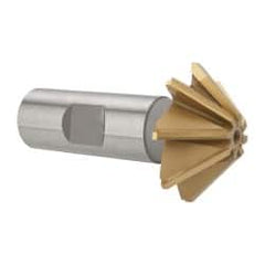 Whitney Tool Co. - 1-1/2" Diam x 1/2" Width of Cut, 45° Included Angle, Shank Connection, Carbide Tipped Single Angle Cutter - 3/4" Shank Diam, 2-3/4" Overall Length, Right Hand Cut, TiN Coated - Makers Industrial Supply