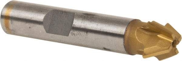 Whitney Tool Co. - 1/2" Diam x 7/32" Width of Cut, 60° Included Angle, Shank Connection, Carbide Tipped Single Angle Cutter - 3/8" Shank Diam, 2-1/8" Overall Length, Right Hand Cut, TiN Coated - Makers Industrial Supply