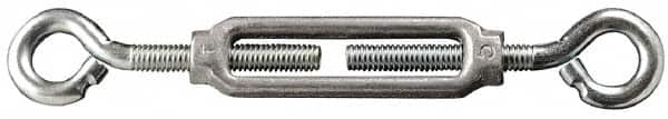 Made in USA - 52 Lb Load Limit, #12 Thread Diam, 1-13/16" Take Up, Aluminum Eye & Eye Turnbuckle - 2-9/16" Body Length, 3/16" Neck Length, 4-1/2" Closed Length - Makers Industrial Supply