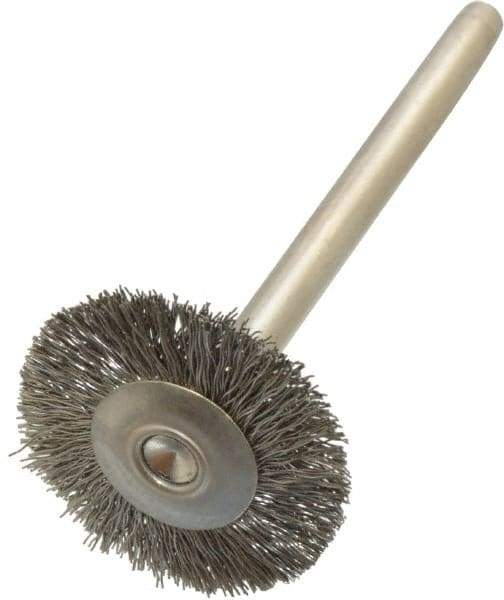 Anderson - 3/4" OD, 1/8" Shank Diam, Crimped Stainless Steel Wheel Brush - 0.005" Filament Diam, 25,000 RPM - Makers Industrial Supply