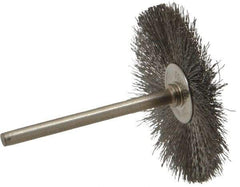 Anderson - 1-1/2" OD, 1/8" Shank Diam, Crimped Stainless Steel Wheel Brush - 0.005" Filament Diam, 25,000 RPM - Makers Industrial Supply