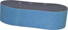 Norton - 3" Wide x 24" OAL, 80 Grit, Zirconia Alumina Abrasive Belt - Zirconia Alumina, Medium, Coated, Y Weighted Cloth Backing, Series 3X - Makers Industrial Supply