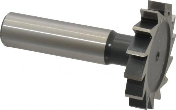 Interstate - 1-1/2" Diam x 1/4" Face Width, Cobalt, 16 Teeth, Shank Connection Woodruff Keyseat Cutter - Uncoated, 2-1/4" OAL x 1/2" Shank, Straight Teeth, ANSI 812, Old Standard 24 - Makers Industrial Supply