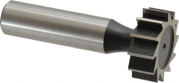 Interstate - 1" Diam x 3/8" Face Width, Cobalt, 12 Teeth, Shank Connection Woodruff Keyseat Cutter - Uncoated, 2-3/8" OAL x 1/2" Shank, Straight Teeth, ANSI 1208, Old Standard 152 - Makers Industrial Supply