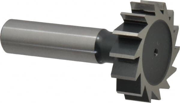 Interstate - 1-3/8" Diam x 3/8" Face Width, Cobalt, 14 Teeth, Shank Connection Woodruff Keyseat Cutter - Uncoated, 2-3/8" OAL x 1/2" Shank, Straight Teeth, ANSI 1211, Old Standard F - Makers Industrial Supply