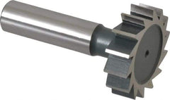 Interstate - 1-3/8" Diam x 3/8" Face Width, High Speed Steel, 14 Teeth, Shank Connection Woodruff Keyseat Cutter - Uncoated, 2-3/8" OAL x 1/2" Shank, Straight Teeth, ANSI 1211, Old Standard F - Makers Industrial Supply