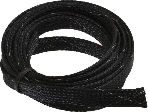 Techflex - Black/White Braided Expandable Cable Sleeve - 10' Coil Length, -103 to 257°F - Makers Industrial Supply