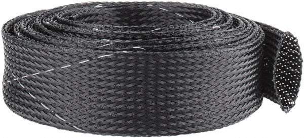 Techflex - Black/White Braided Expandable Cable Sleeve - 10' Coil Length, -103 to 257°F - Makers Industrial Supply