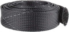 Techflex - Black/White Braided Expandable Cable Sleeve - 10' Coil Length, -103 to 257°F - Makers Industrial Supply