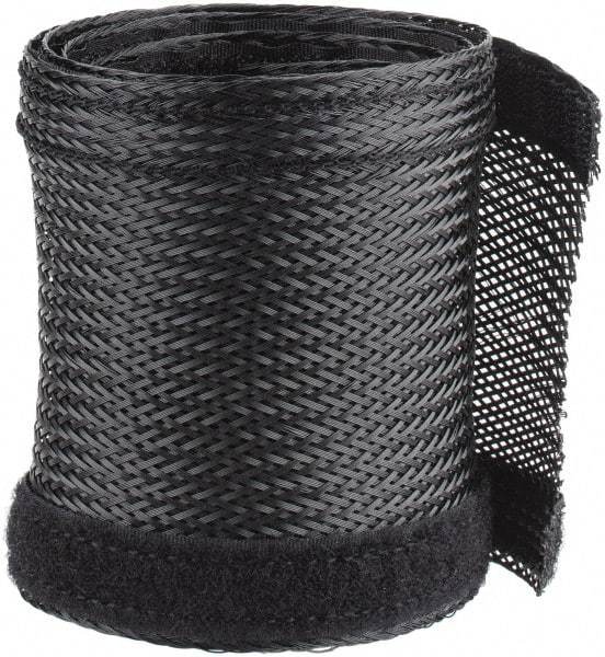 Techflex - Black Braided Cable Sleeve - 3' Coil Length, -103 to 257°F - Makers Industrial Supply