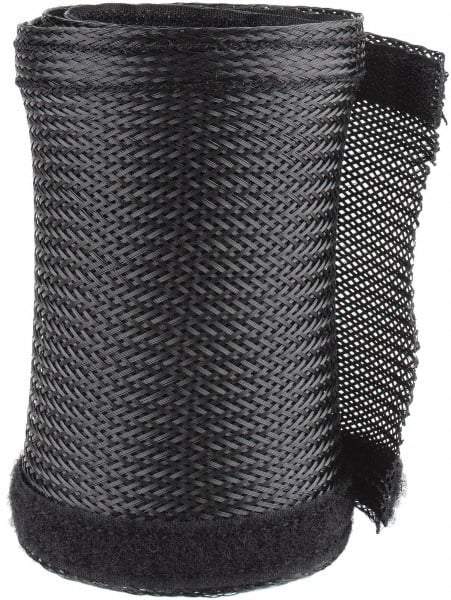 Techflex - Black Braided Cable Sleeve - 3' Coil Length, -103 to 257°F - Makers Industrial Supply