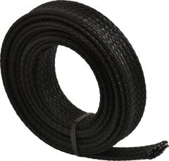 Techflex - Black Braided Expandable Cable Sleeve - 10' Coil Length, -103 to 257°F - Makers Industrial Supply