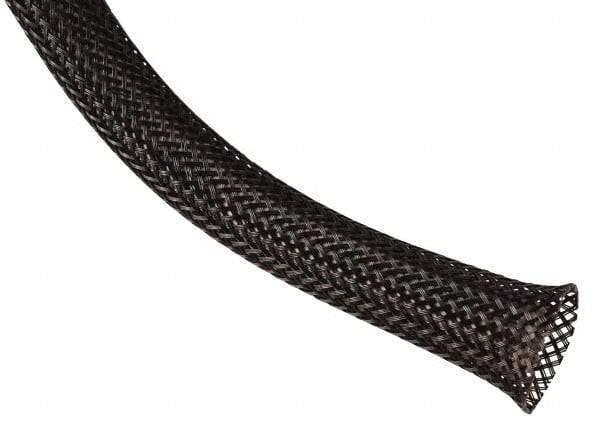 Techflex - Black Braided Expandable Cable Sleeve - 200' Coil Length, -103 to 257°F - Makers Industrial Supply