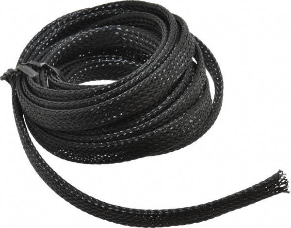 Techflex - Black Braided Expandable Cable Sleeve - 10' Coil Length, -103 to 257°F - Makers Industrial Supply