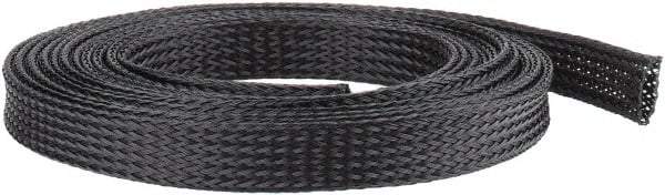 Techflex - Black Braided Expandable Cable Sleeve - 10' Coil Length, -103 to 257°F - Makers Industrial Supply