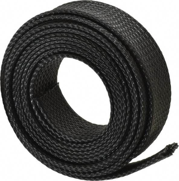 Techflex - Black Braided Expandable Cable Sleeve - 10' Coil Length, -103 to 257°F - Makers Industrial Supply