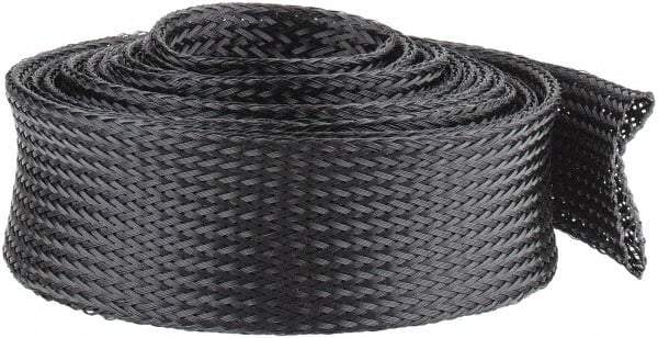 Techflex - Black Braided Expandable Cable Sleeve - 10' Coil Length, -103 to 257°F - Makers Industrial Supply