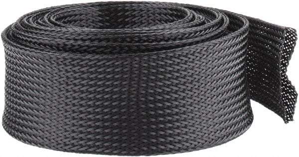 Techflex - Black Braided Expandable Cable Sleeve - 10' Coil Length, -103 to 257°F - Makers Industrial Supply