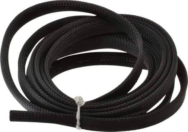 Techflex - Black Braided Expandable Cable Sleeve - 10' Coil Length, -103 to 257°F - Makers Industrial Supply