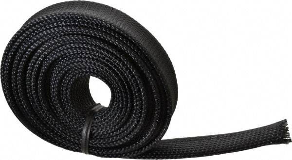 Techflex - Black Braided Expandable Cable Sleeve - 10' Coil Length, -103 to 257°F - Makers Industrial Supply