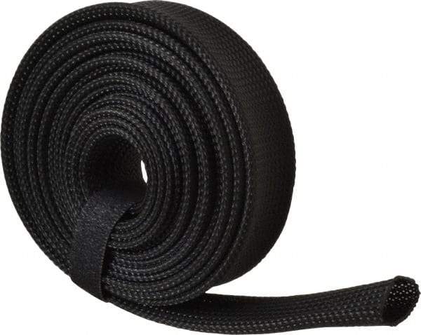 Techflex - Black Braided Expandable Cable Sleeve - 10' Coil Length, -103 to 257°F - Makers Industrial Supply