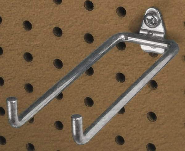 Triton - 1/4" Diam, 5-3/4" Long Double Arm Pegboard Hook - 6-1/4" Projection, 80° Bend, 3/4" Bend Length, Steel - Makers Industrial Supply