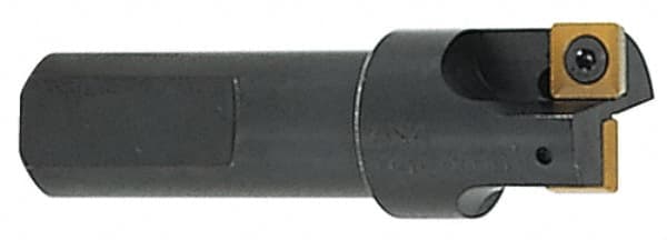 Cutting Tool Technologies - 5/8" Cut Diam, 0.28" Max Depth of Cut, 3/4" Shank Diam, 3" OAL, Indexable Square Shoulder Centercutting End Mill - SDEB 2.522, SDEH 2.522 Inserts, Flatted Shank, 90° Lead Angle, Through Coolant - Makers Industrial Supply