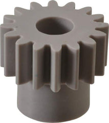 Made in USA - 20 Pitch, 0.8" Pitch Diam, 0.9" OD, 16 Tooth Spur Gear - 3/8" Face Width, 5/16" Bore Diam, 39/64" Hub Diam, 20° Pressure Angle, Acetal - Makers Industrial Supply