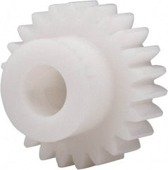 Made in USA - 20 Pitch, 1.15" Pitch Diam, 1-1/4" OD, 23 Tooth Spur Gear - 3/8" Face Width, 3/8" Bore Diam, 47/64" Hub Diam, 20° Pressure Angle, Acetal - Makers Industrial Supply