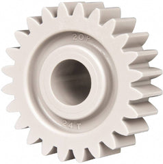 Made in USA - 20 Pitch, 1.2" Pitch Diam, 1.3" OD, 24 Tooth Spur Gear - 3/8" Face Width, 3/8" Bore Diam, 47/64" Hub Diam, 20° Pressure Angle, Acetal - Makers Industrial Supply