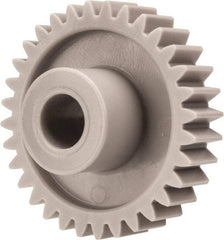 Made in USA - 20 Pitch, 1.6" Pitch Diam, 1.7" OD, 32 Tooth Spur Gear - 3/8" Face Width, 3/8" Bore Diam, 47/64" Hub Diam, 20° Pressure Angle, Acetal - Makers Industrial Supply