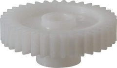 Made in USA - 20 Pitch, 1.8" Pitch Diam, 1.9" OD, 36 Tooth Spur Gear - 3/8" Face Width, 3/8" Bore Diam, 47/64" Hub Diam, 20° Pressure Angle, Acetal - Makers Industrial Supply