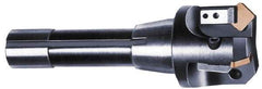 APT - 15° Lead Angle, 2" Max Cut Diam, 0.4063" Max Depth of Cut, Indexable Chamfer and Angle End Mill - 3 Inserts, SPC 42ZR, SPG 42., SPU 42. Insert Style, 3" OAL, Straight Shank - Makers Industrial Supply