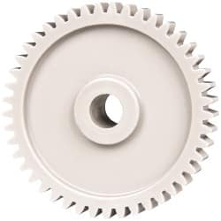 Made in USA - 20 Pitch, 2-1/4" Pitch Diam, 2.35" OD, 45 Tooth Spur Gear - 3/8" Face Width, 3/8" Bore Diam, 47/64" Hub Diam, 20° Pressure Angle, Acetal - Makers Industrial Supply