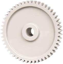 Made in USA - 20 Pitch, 2-1/2" Pitch Diam, 2.6" OD, 50 Tooth Spur Gear - 3/8" Face Width, 3/8" Bore Diam, 3/4" Hub Diam, 20° Pressure Angle, Acetal - Makers Industrial Supply