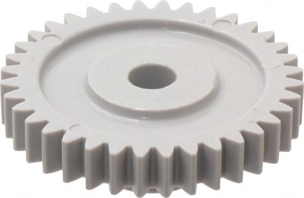 Made in USA - 24 Pitch, 1-1/2" Pitch Diam, 1.583" OD, 36 Tooth Spur Gear - 1/4" Face Width, 1/4" Bore Diam, 5/8" Hub Diam, 20° Pressure Angle, Acetal - Makers Industrial Supply