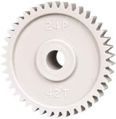 Made in USA - 48 Pitch, 1-3/4" Pitch Diam, 1.833" OD, 42 Tooth Spur Gear - 1/4" Face Width, 5/16" Bore Diam, 43/64" Hub Diam, 20° Pressure Angle, Acetal - Makers Industrial Supply