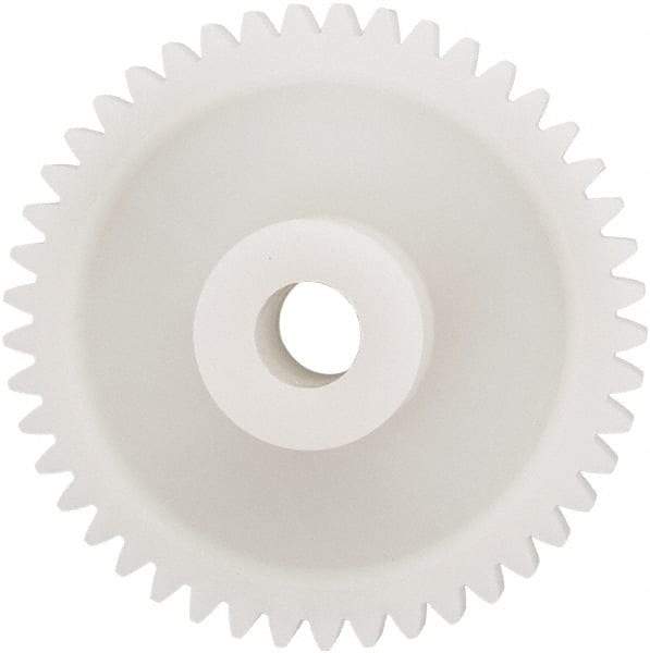 Made in USA - 24 Pitch, 1-7/8" Pitch Diam, 1.958" OD, 45 Tooth Spur Gear - 1/4" Face Width, 5/16" Bore Diam, 43/64" Hub Diam, 20° Pressure Angle, Acetal - Makers Industrial Supply