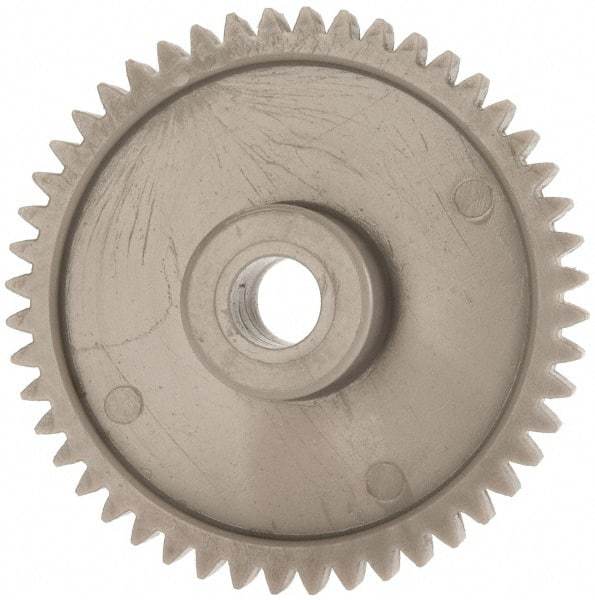 Made in USA - 48 Pitch, 2" Pitch Diam, 2.083" OD, 48 Tooth Spur Gear - 1/4" Face Width, 5/16" Bore Diam, 43/64" Hub Diam, 20° Pressure Angle, Acetal - Makers Industrial Supply