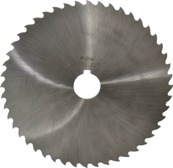 Value Collection - 8" Diam x 1/8" Blade Thickness x 1-1/4" Arbor Hole Diam, 48 Tooth Slitting and Slotting Saw - Arbor Connection, Right Hand, Uncoated, High Speed Steel, Concave Ground, Contains Keyway - Makers Industrial Supply